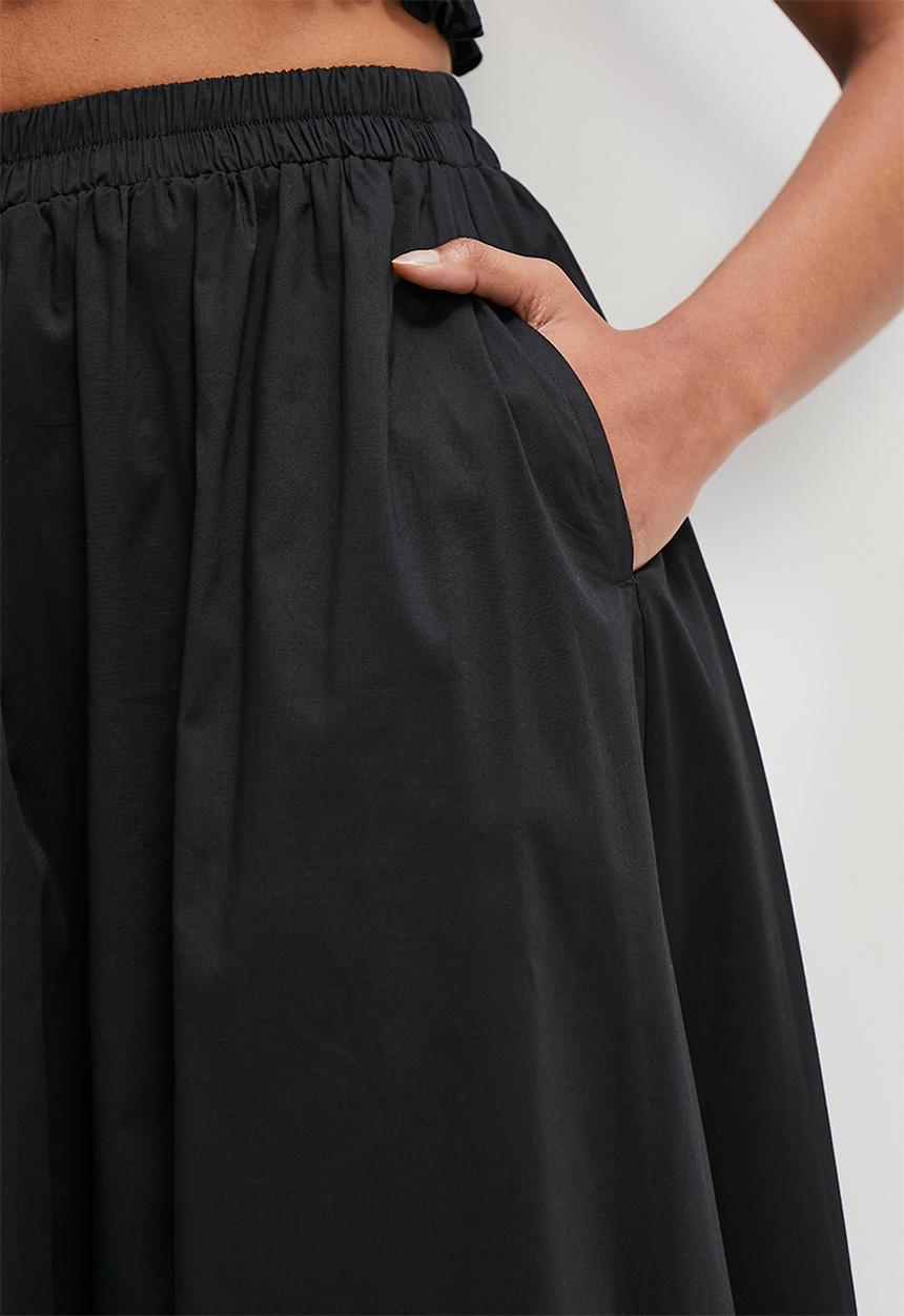 MILLA - Co-ord poplin midi skirt - black