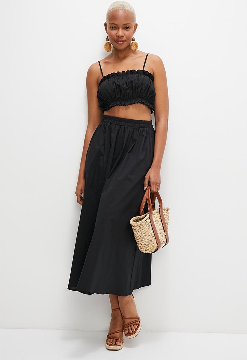 MILLA - Co-ord poplin midi skirt - black