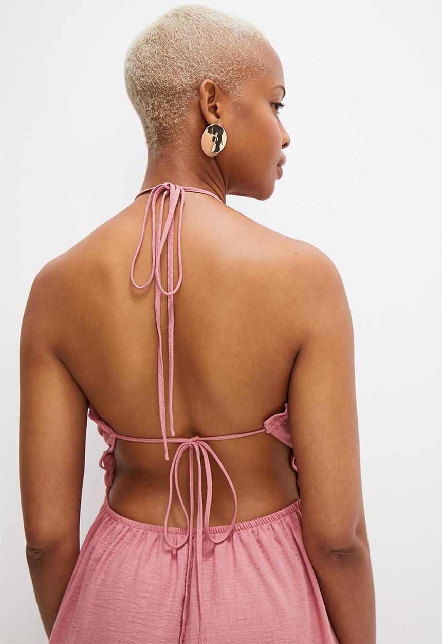 MILLA - Boho ruched jumpsuit - dusty rose