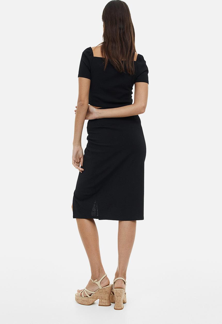 H&M - Square-neck cropped top - black
