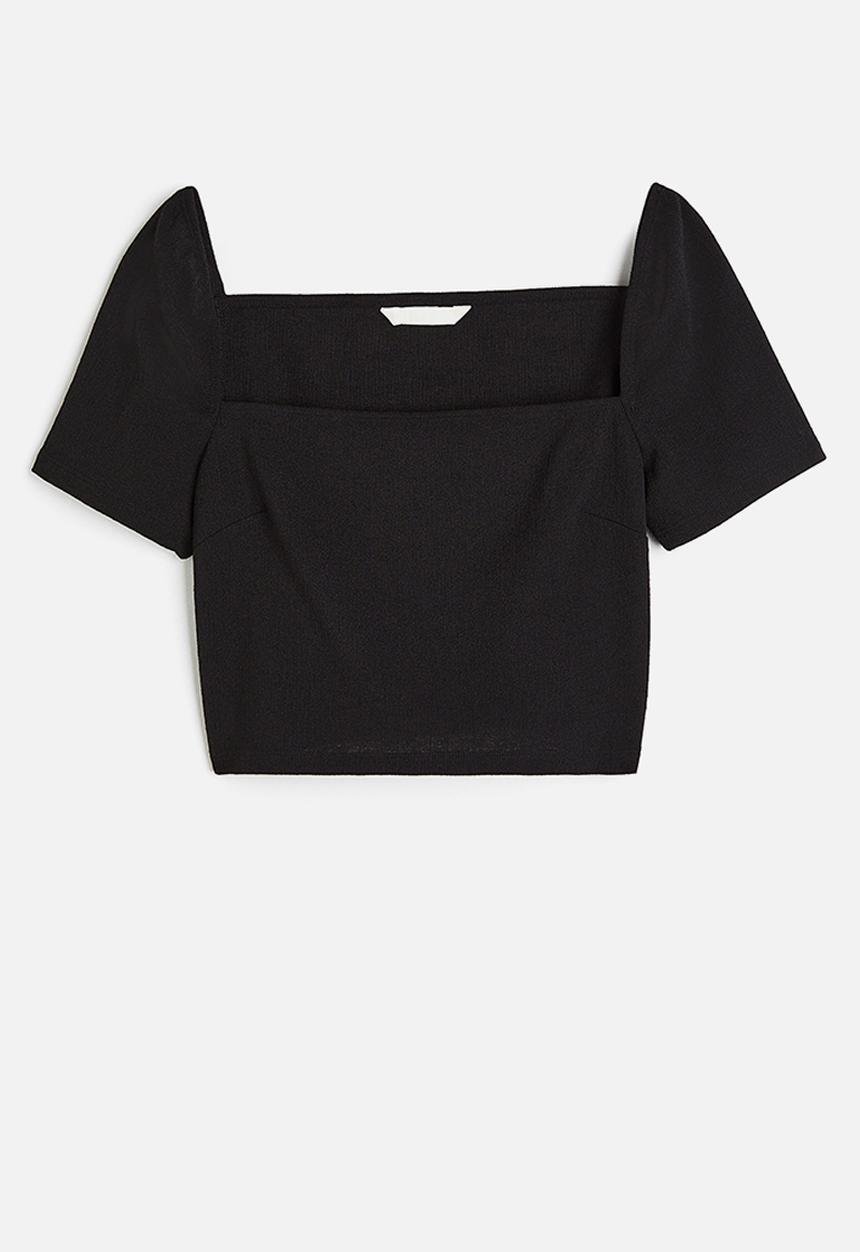 H&M - Square-neck cropped top - black
