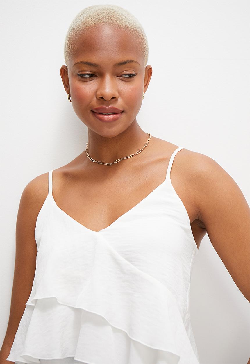 MILLA - Asym frill cami - ivory