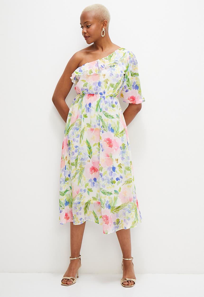 MILLA - Asym fit & flare with ruffle detail - floral