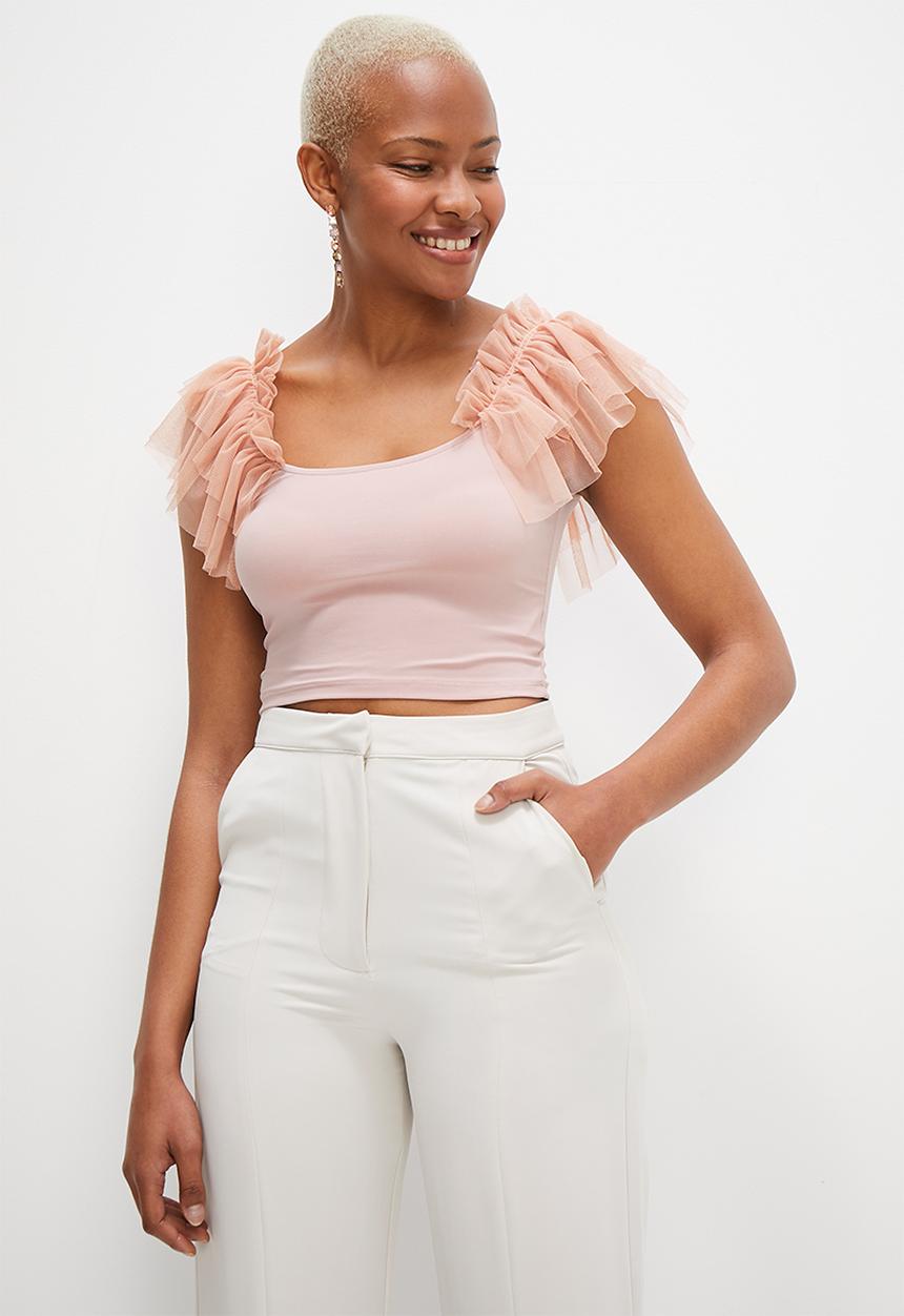 MILLA - Ruffle sleeve top - blush