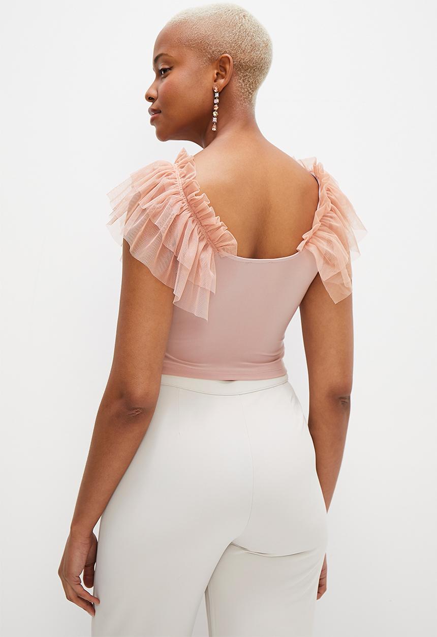 MILLA - Ruffle sleeve top - blush