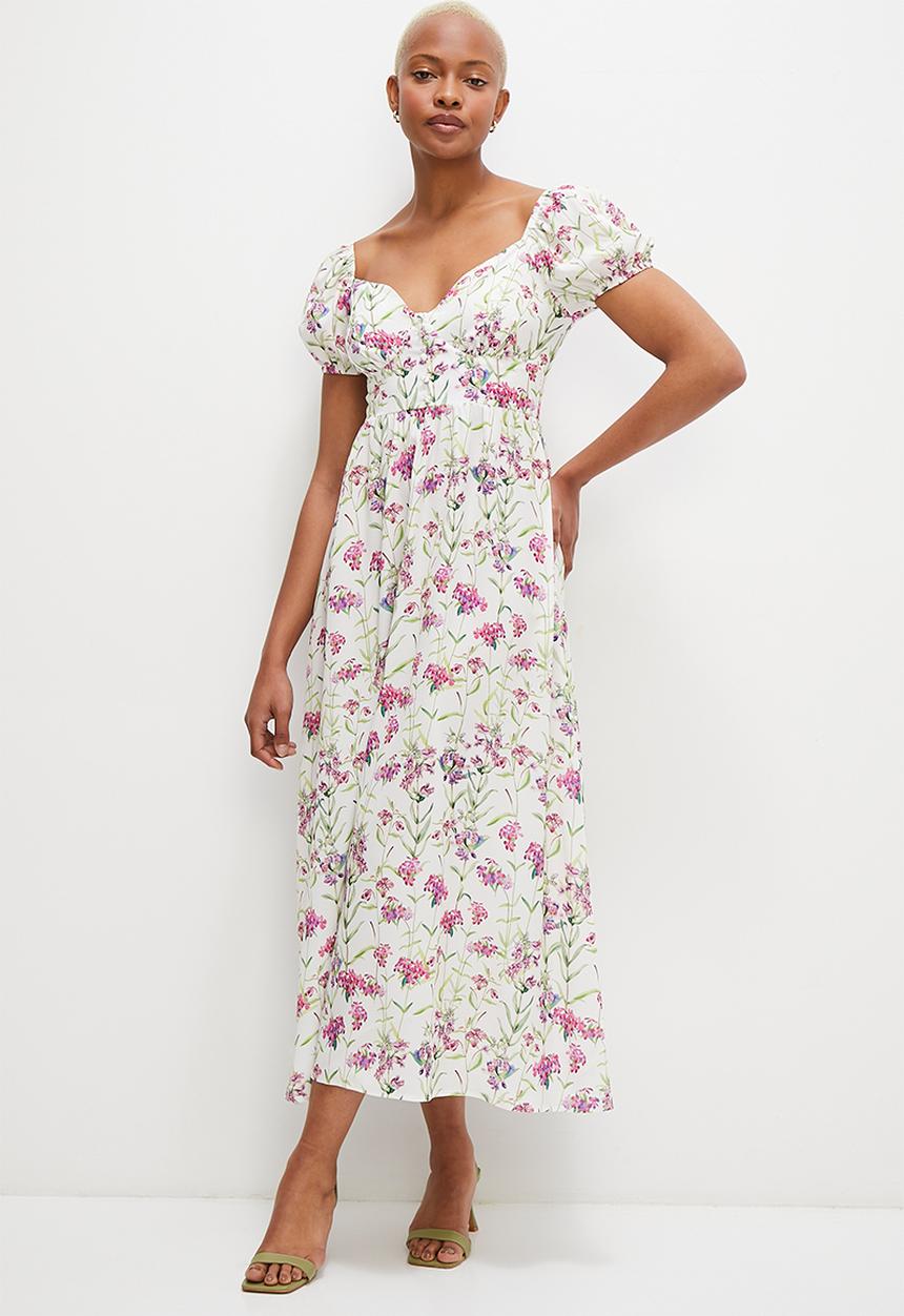 MILLA - Corset detail midi dress - pink botanical