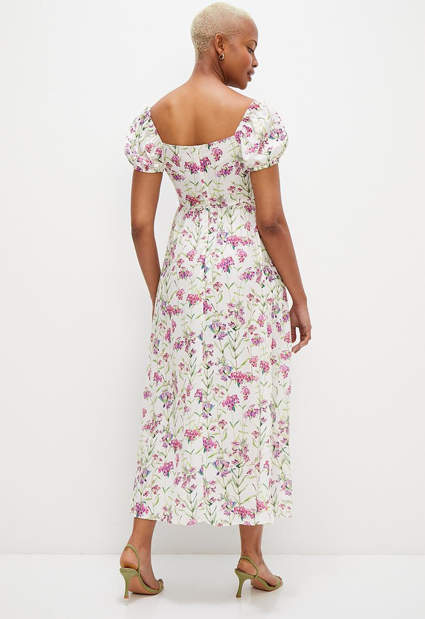 MILLA - Corset detail midi dress - pink botanical