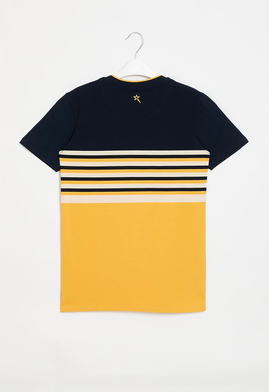 SOVIET - Boys v-neck y/dye stripe - navy