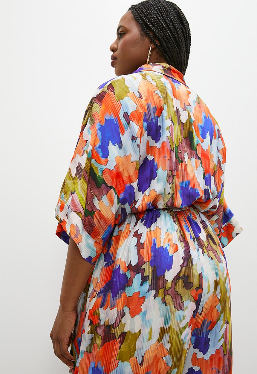 Superbalist - Relaxed printed short sleeve jumpsuit -Abstract colour smudge 
