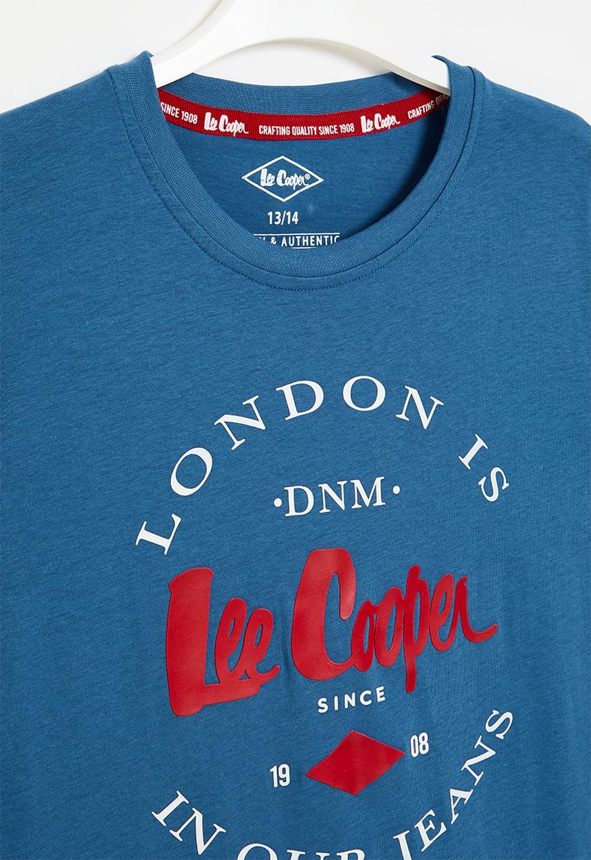 Lee Cooper - Logo & diamond round print tee - blue