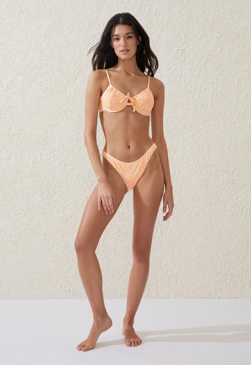 Cotton On - Half Wire Bra Bikini Top - Gigi Ditsy Orange