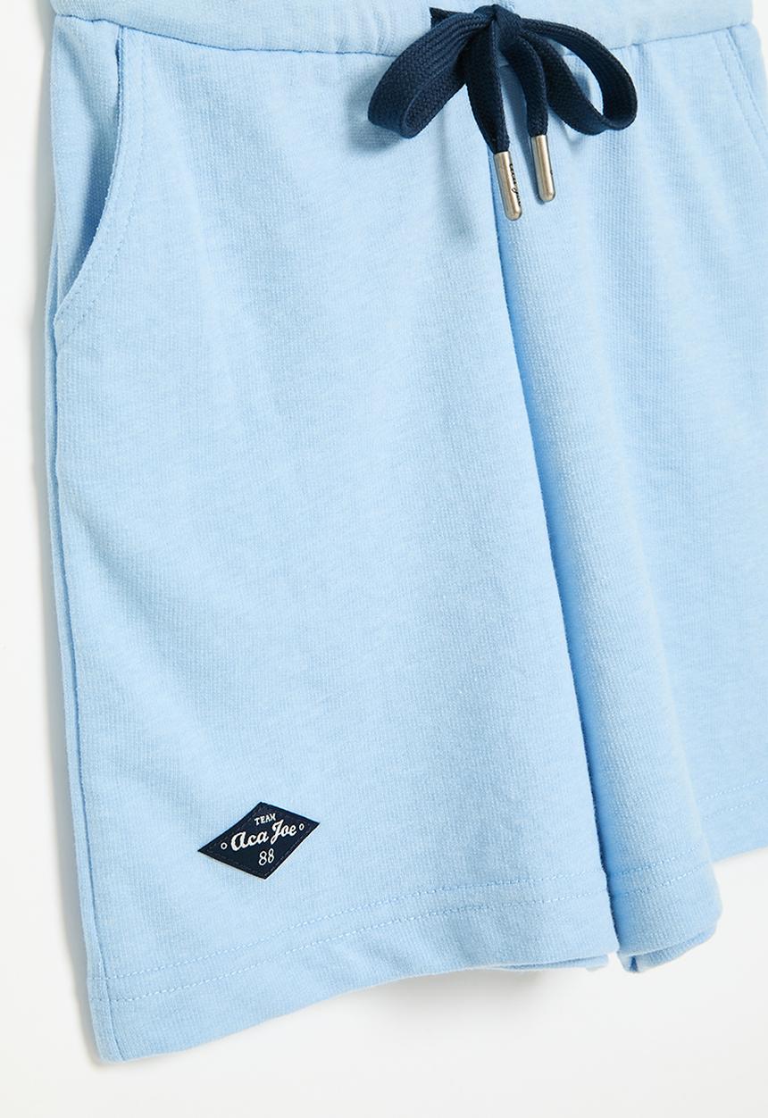 Aca Joe - Knitted denim embroidered chambray playsuit - light blue