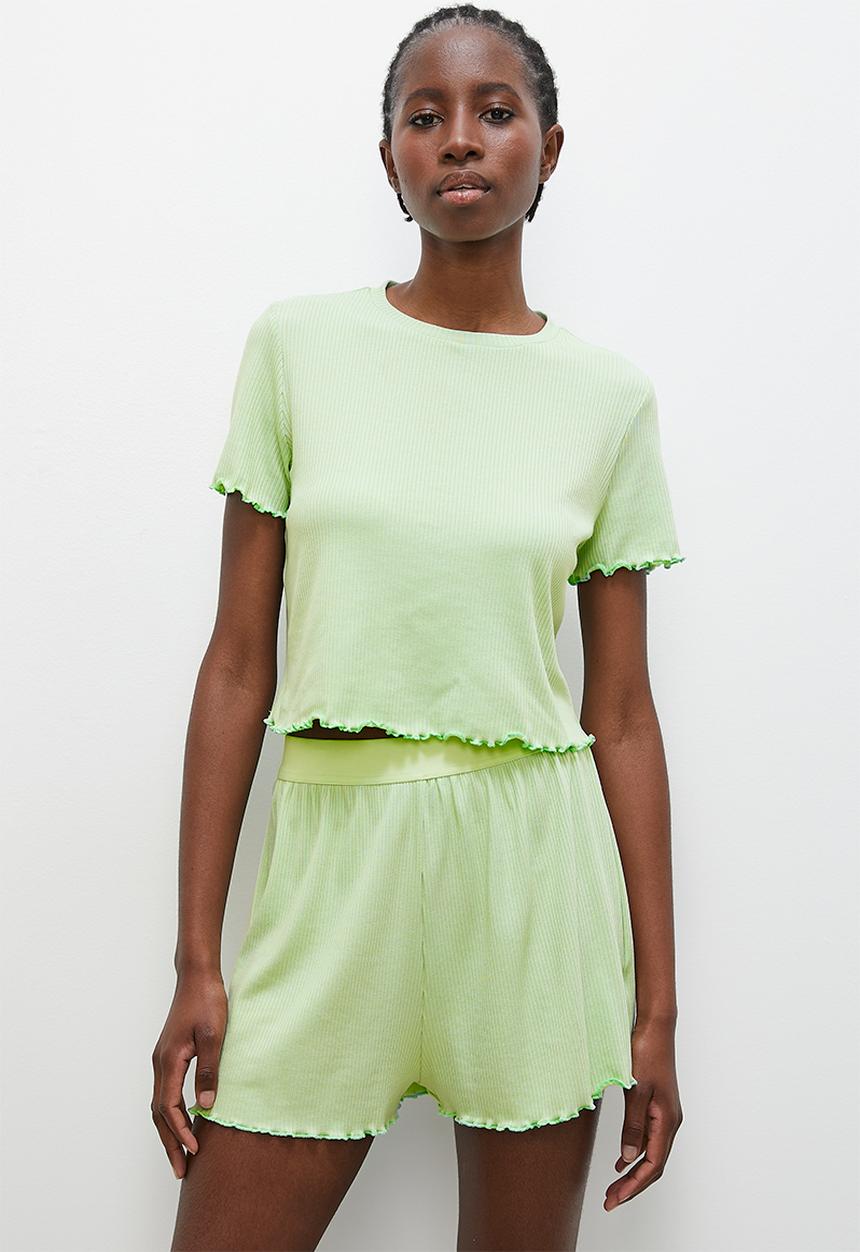 Superbalist - Fitted rib tee & boxer short - sage