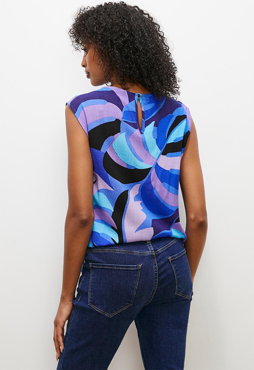 edit - Basic woven shell - blues abstract