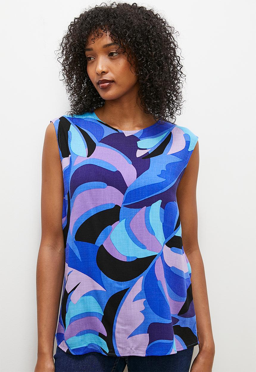 edit - Basic woven shell - blues abstract
