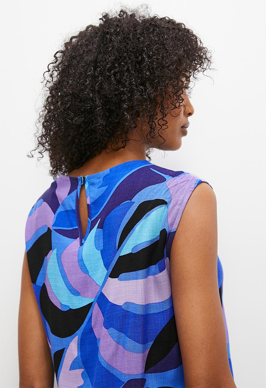 edit - Basic woven shell - blues abstract