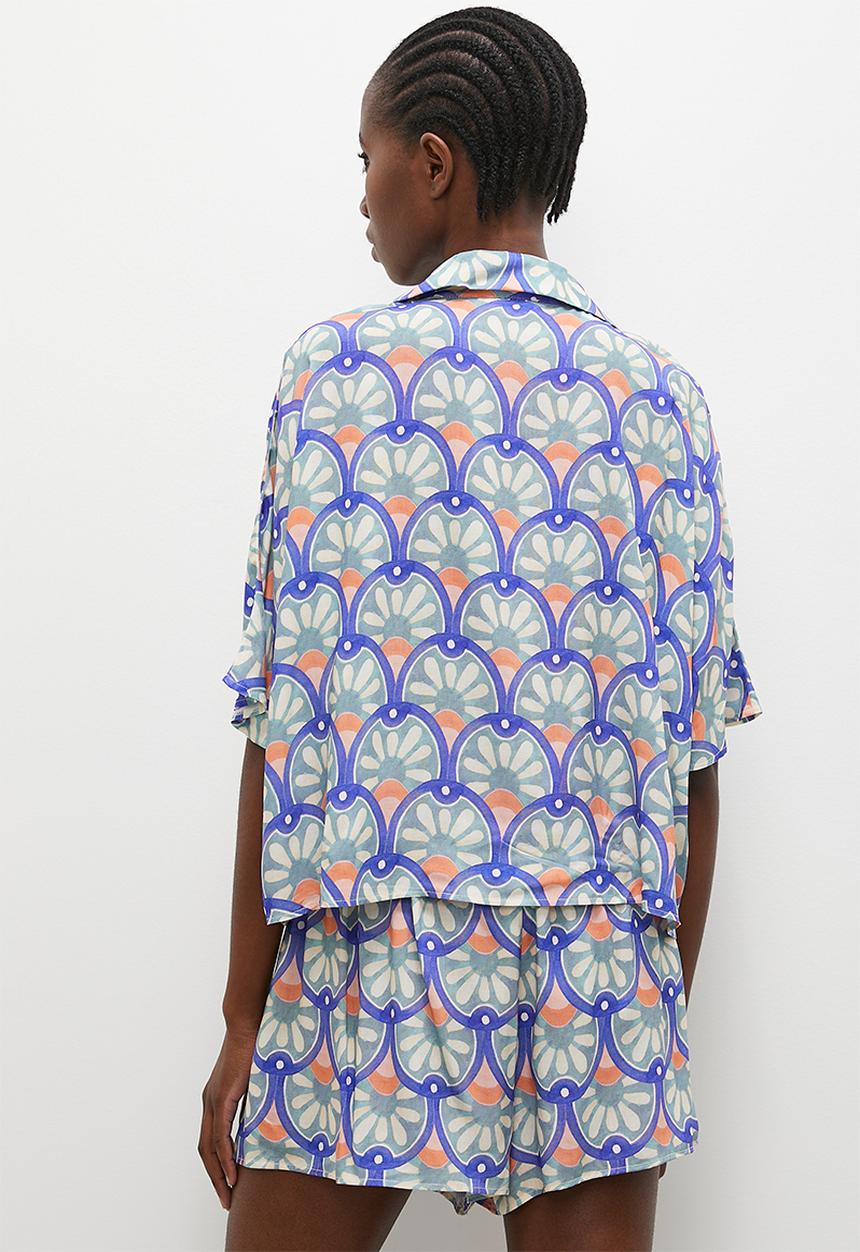 Superbalist - Printed shirt & short set - blue mediterranean