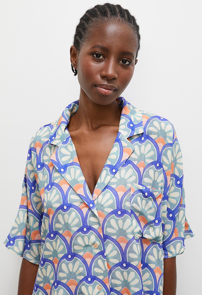 Superbalist - Printed shirt & short set - blue mediterranean