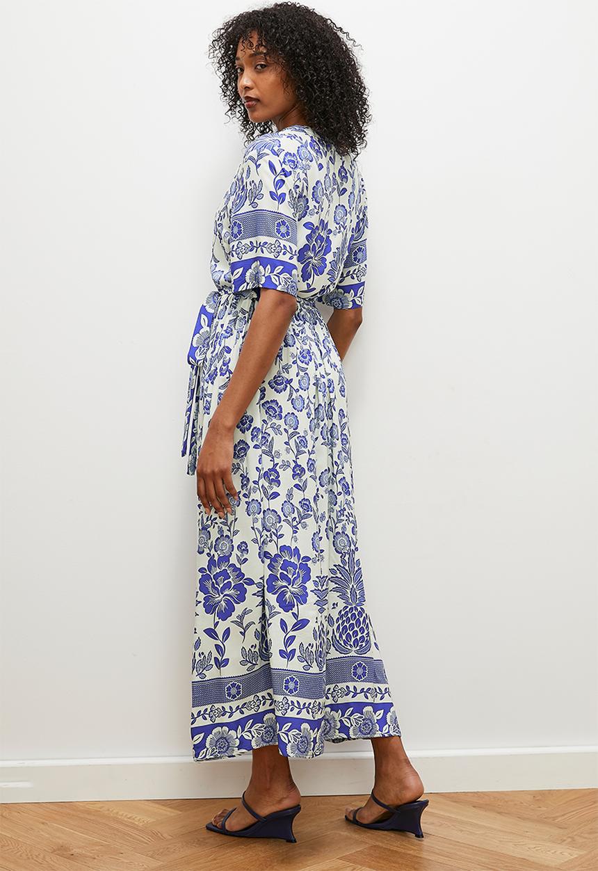edit - Fit and flare shirt dress - boho border print
