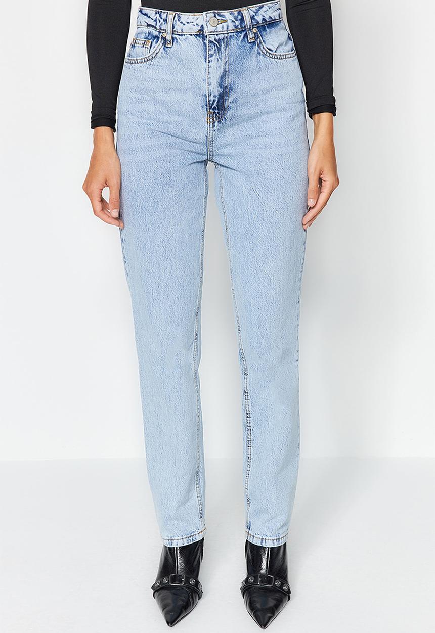 Trendyol - High rise straight leg jeans - blue