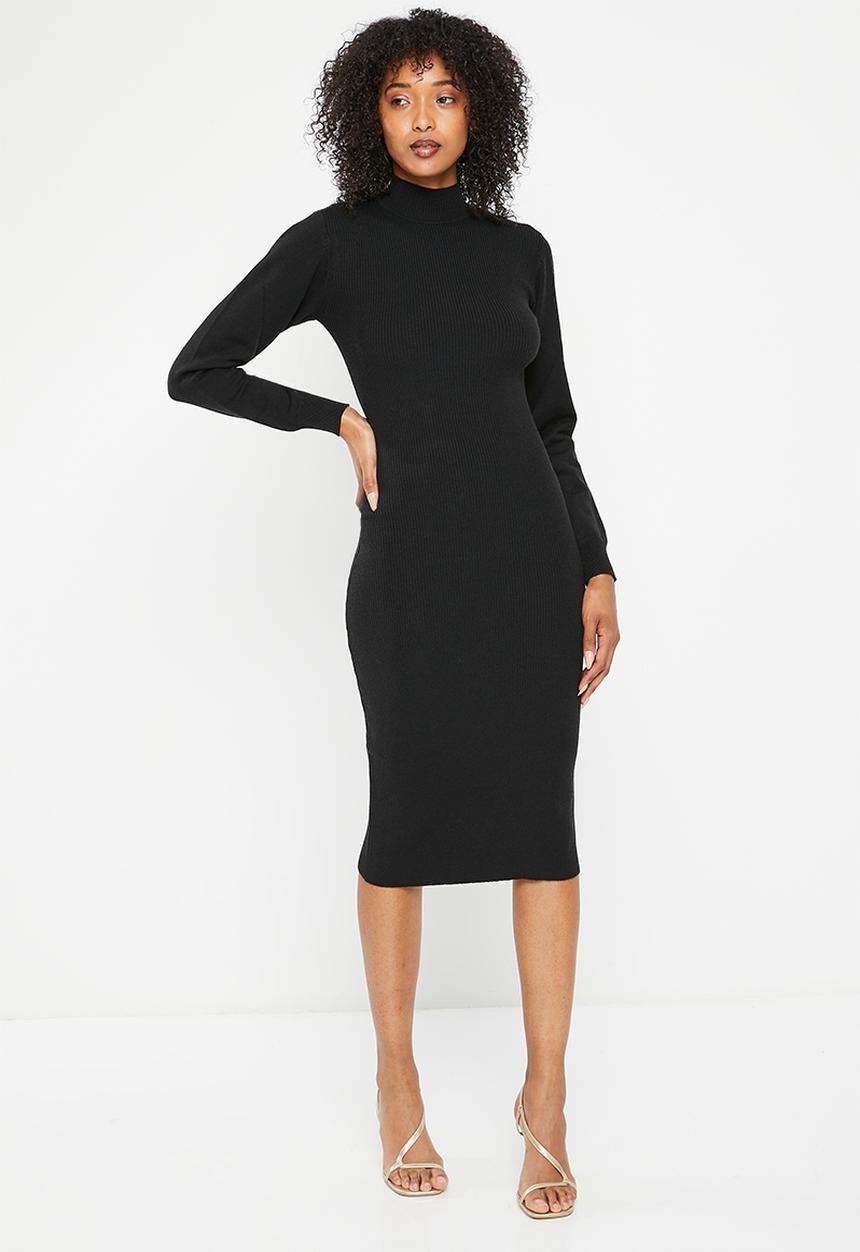Missguided - High neck open back midaxi dress - black