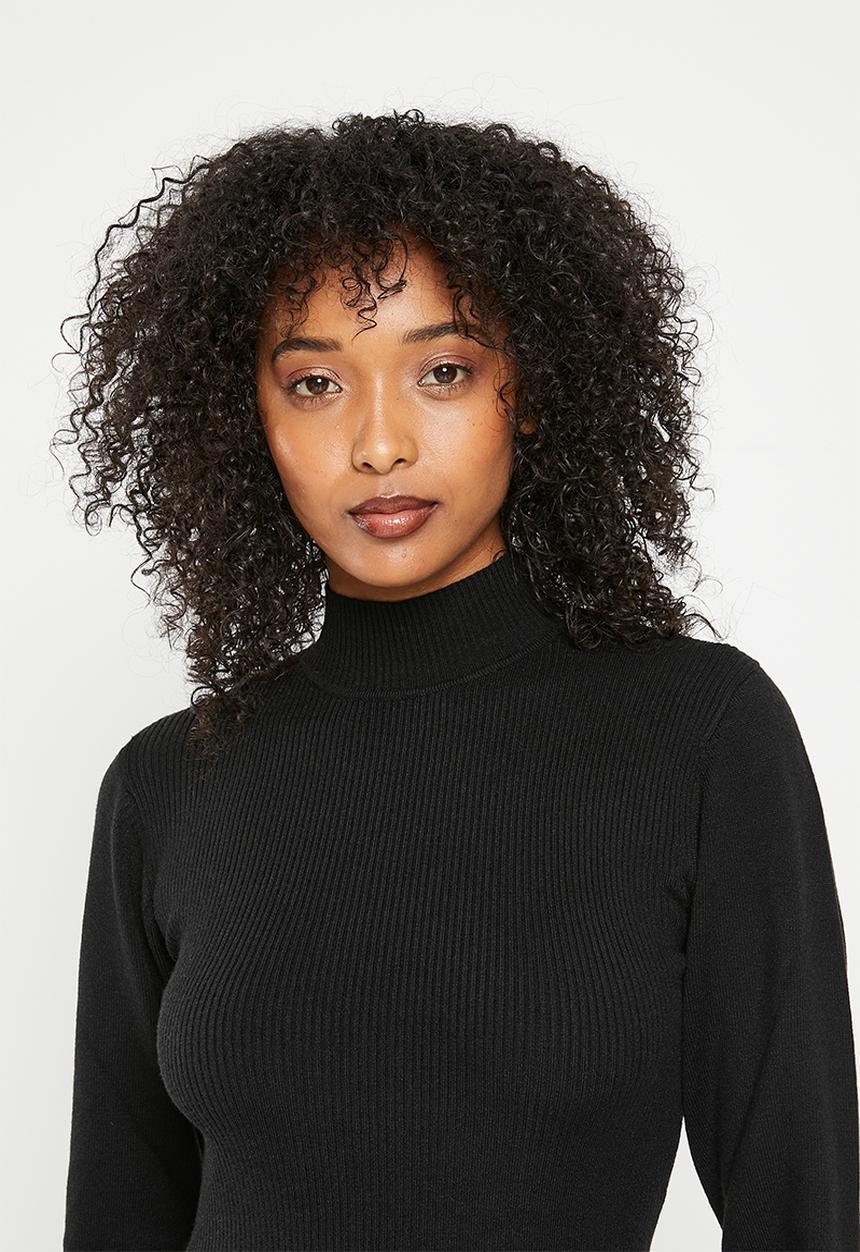 Missguided - High neck open back midaxi dress - black