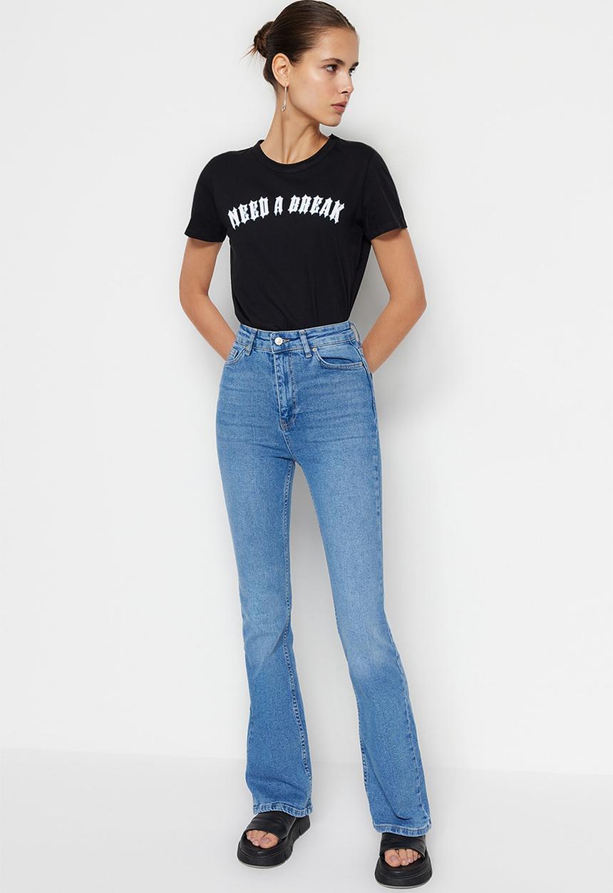 Trendyol - High rise wide leg jeans - blue