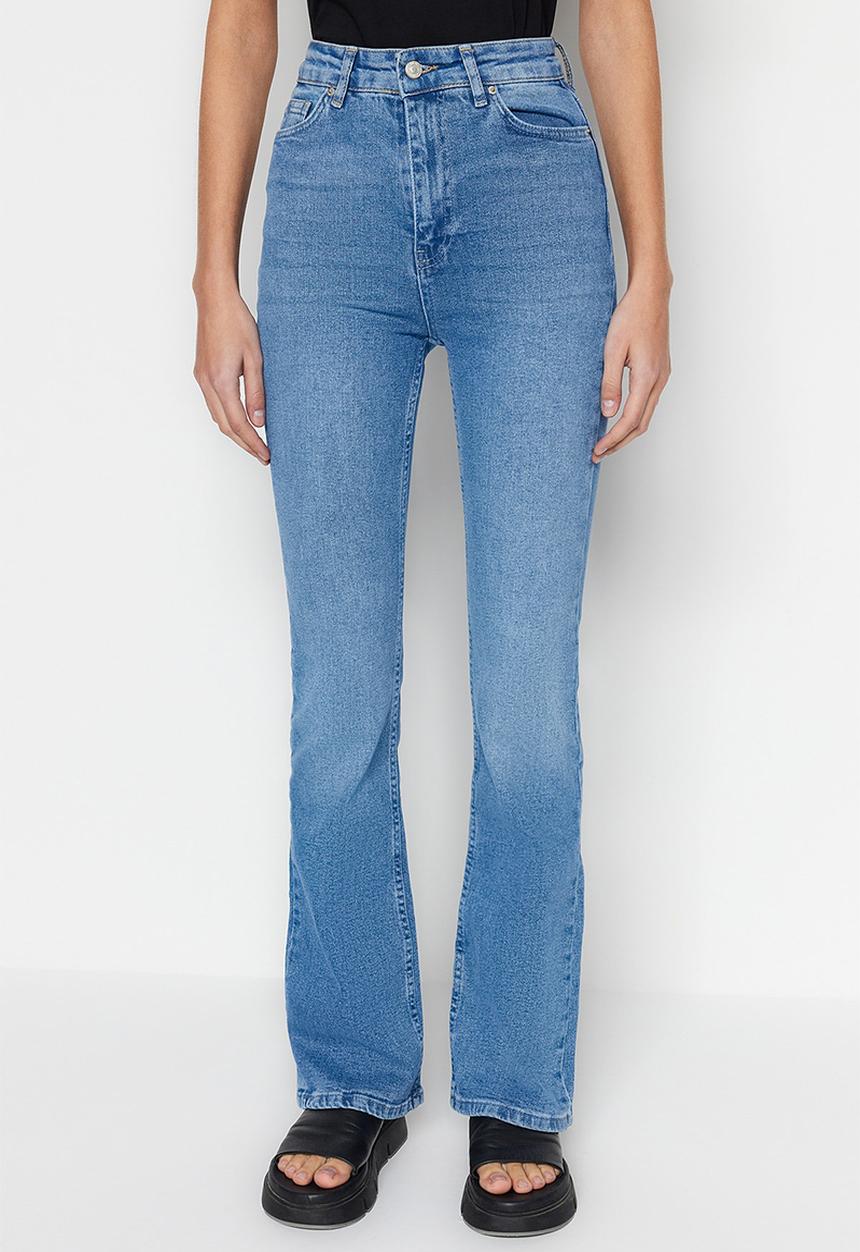 Trendyol - High rise wide leg jeans - blue