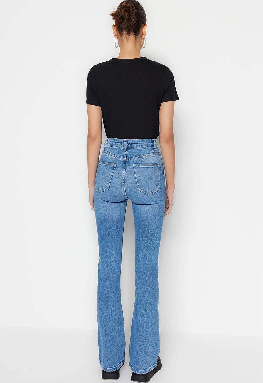 Trendyol - High rise wide leg jeans - blue