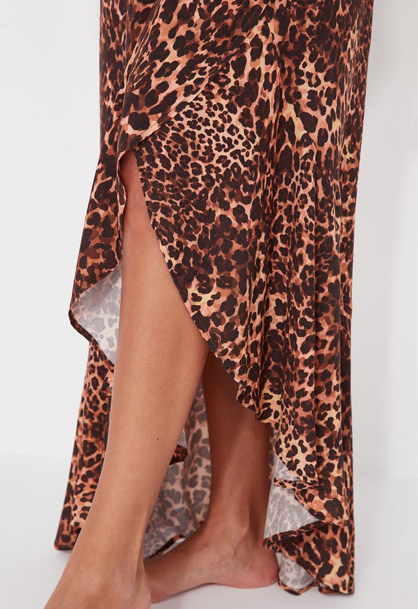 Trendyol - Animal print ruffle hem maxi skirt - multi