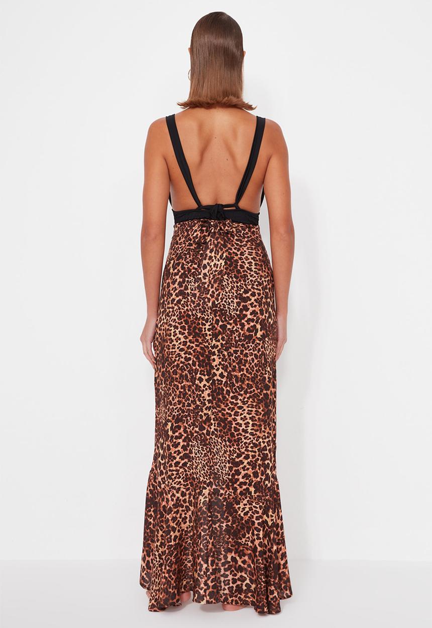 Trendyol - Animal print ruffle hem maxi skirt - multi