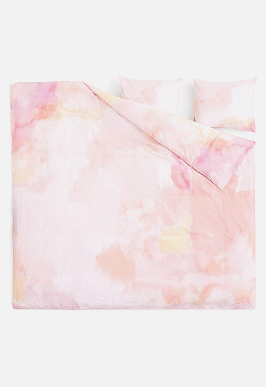 H&M - Patterned double/king size duvet cover set - powder pink patterned