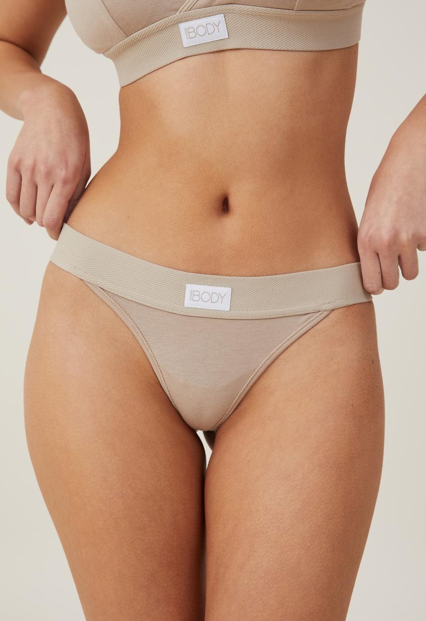 Cotton On - Organic cotton tanga G-string brief - white pepper