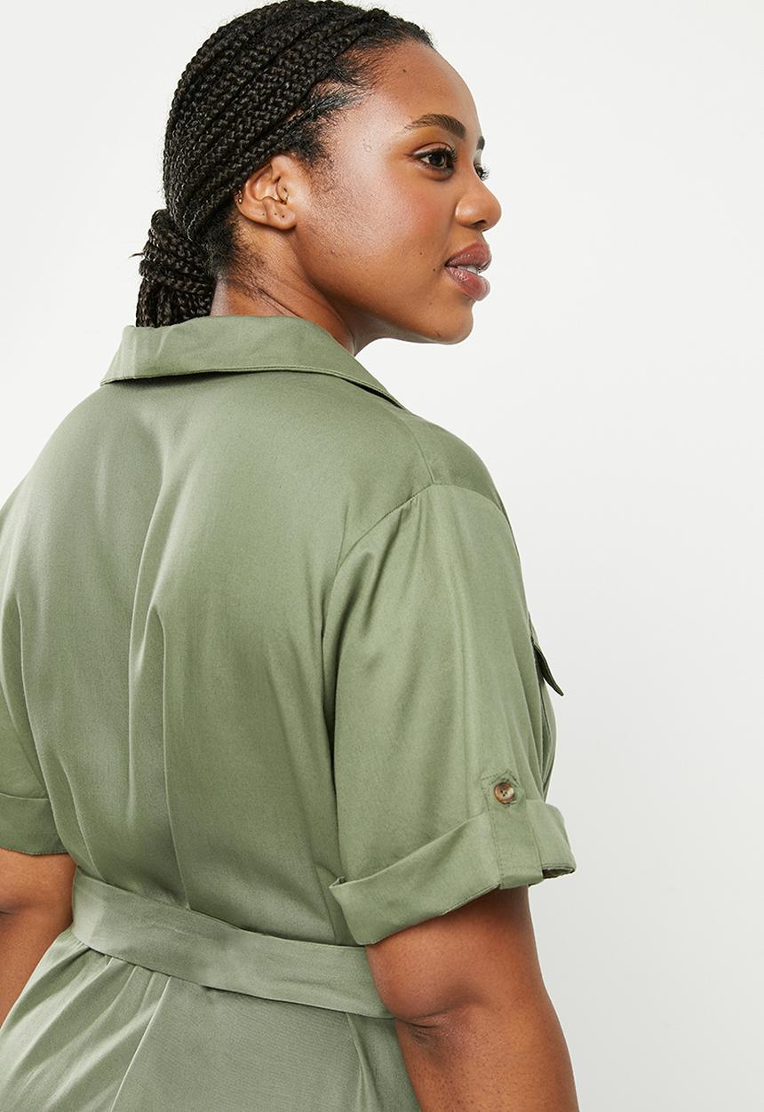 POLO - Plus Ariana Ss Dress - Fatigue