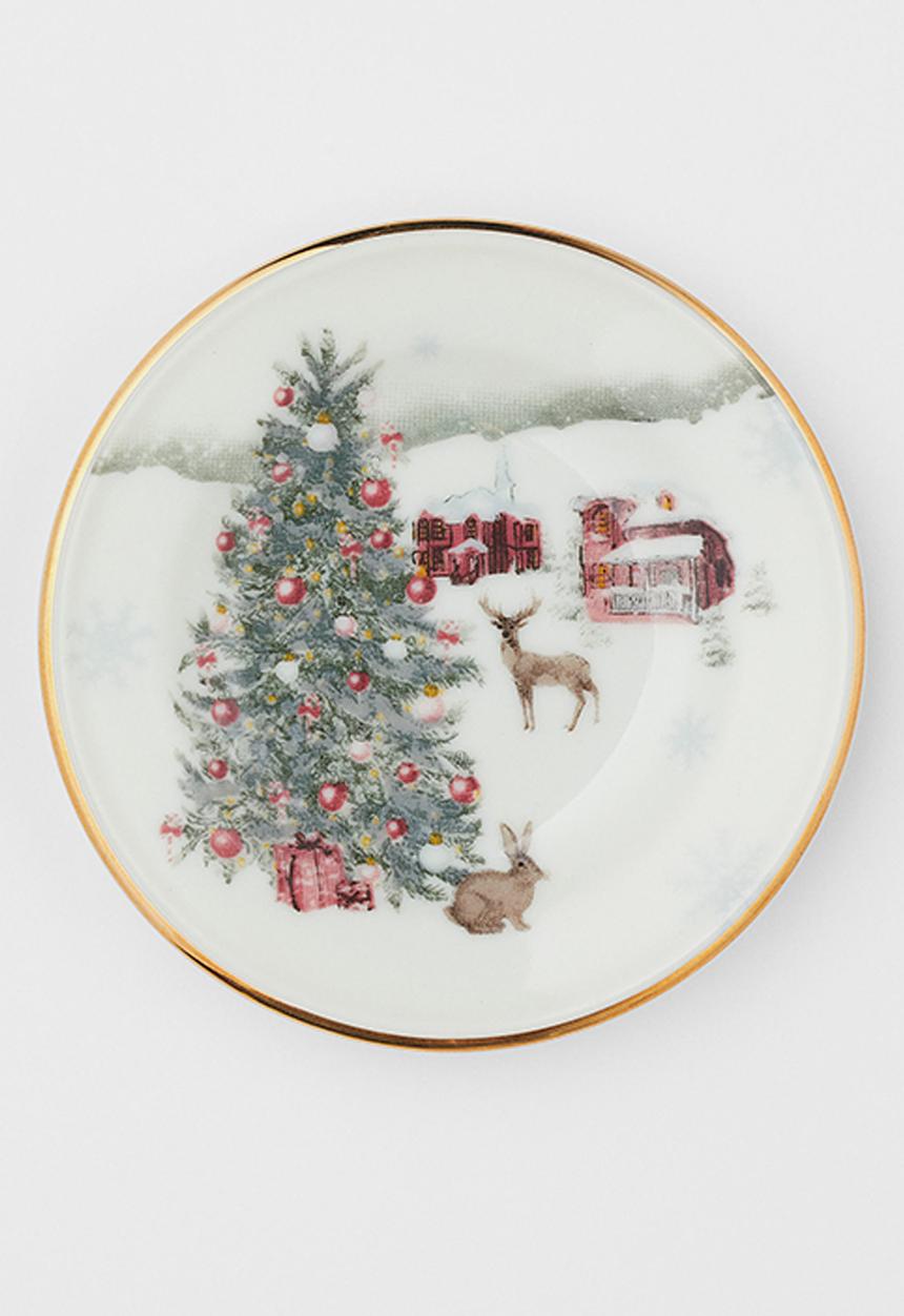 H&M - Small porcelain dish - white christmas tree 