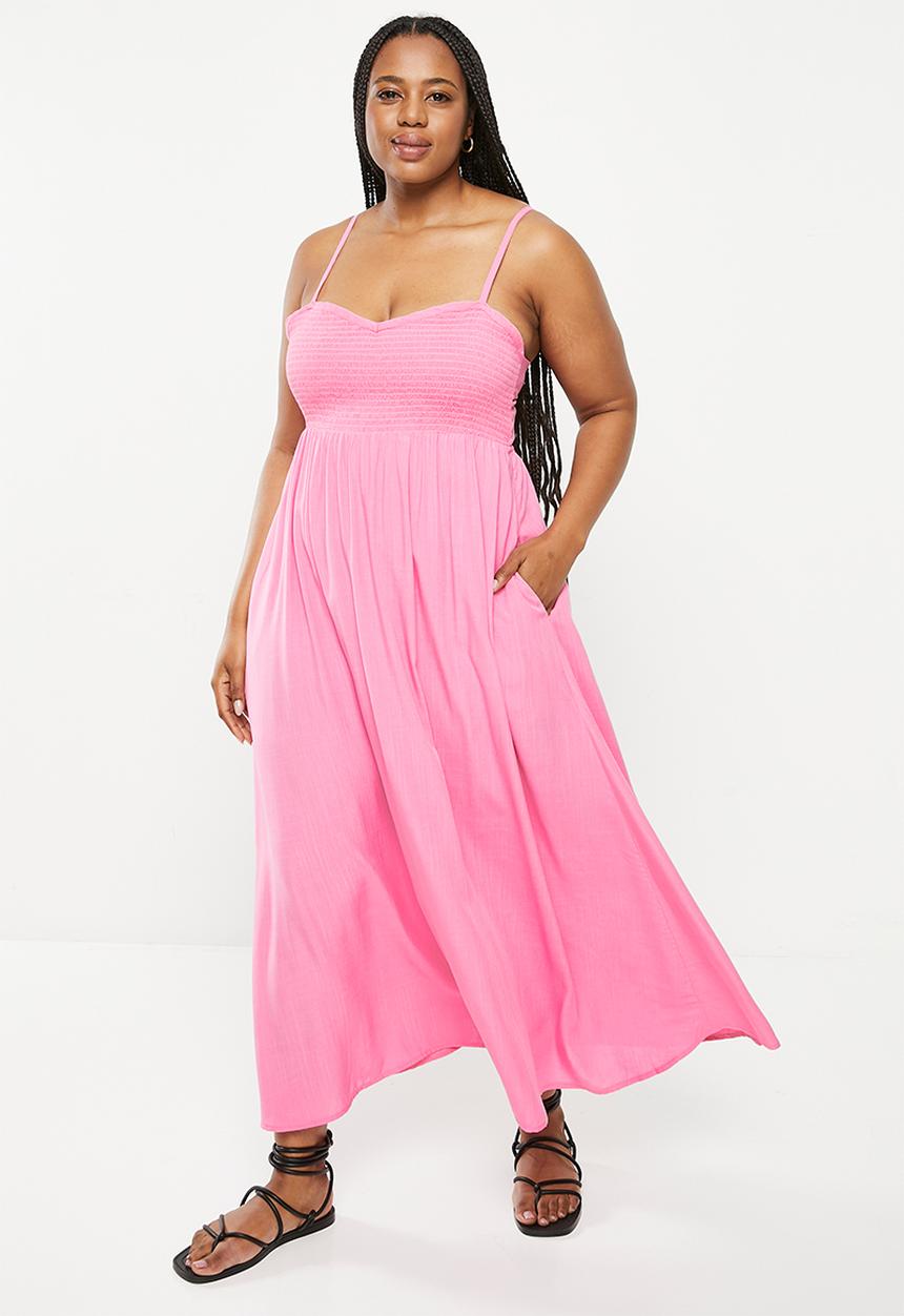 Me&B - Plus The Shirred Bodice Maxi Sundress - pink