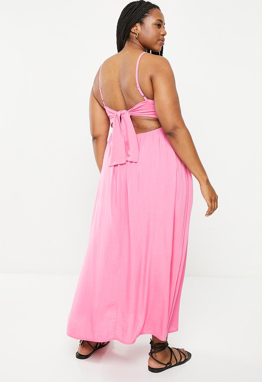 Me&B - Plus The Shirred Bodice Maxi Sundress - pink