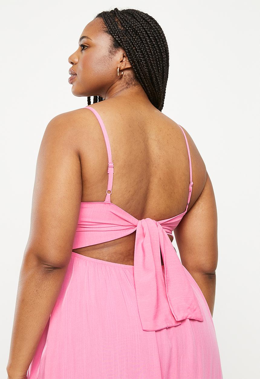Me&B - Plus The Shirred Bodice Maxi Sundress - pink