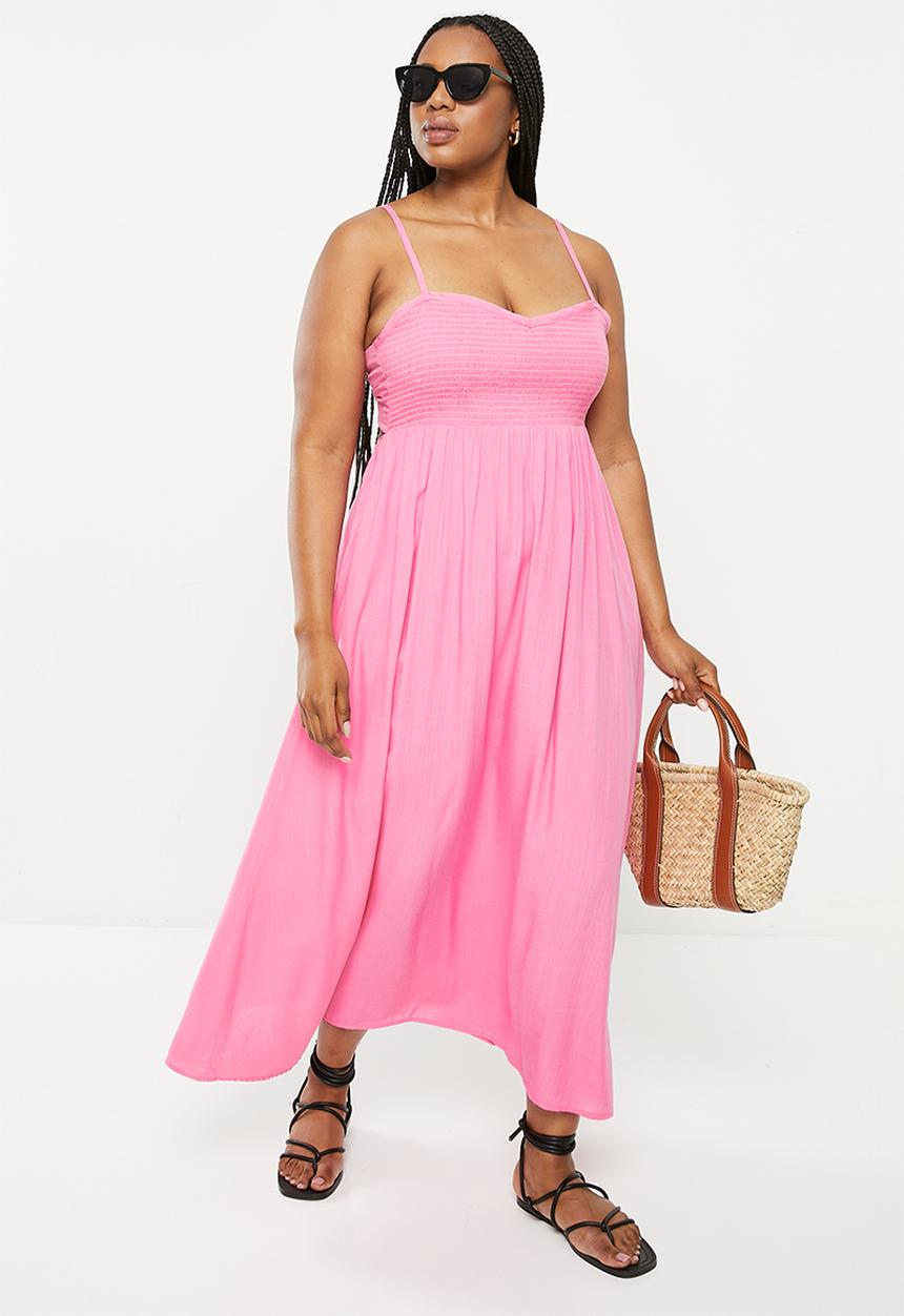 Me&B - Plus The Shirred Bodice Maxi Sundress - pink