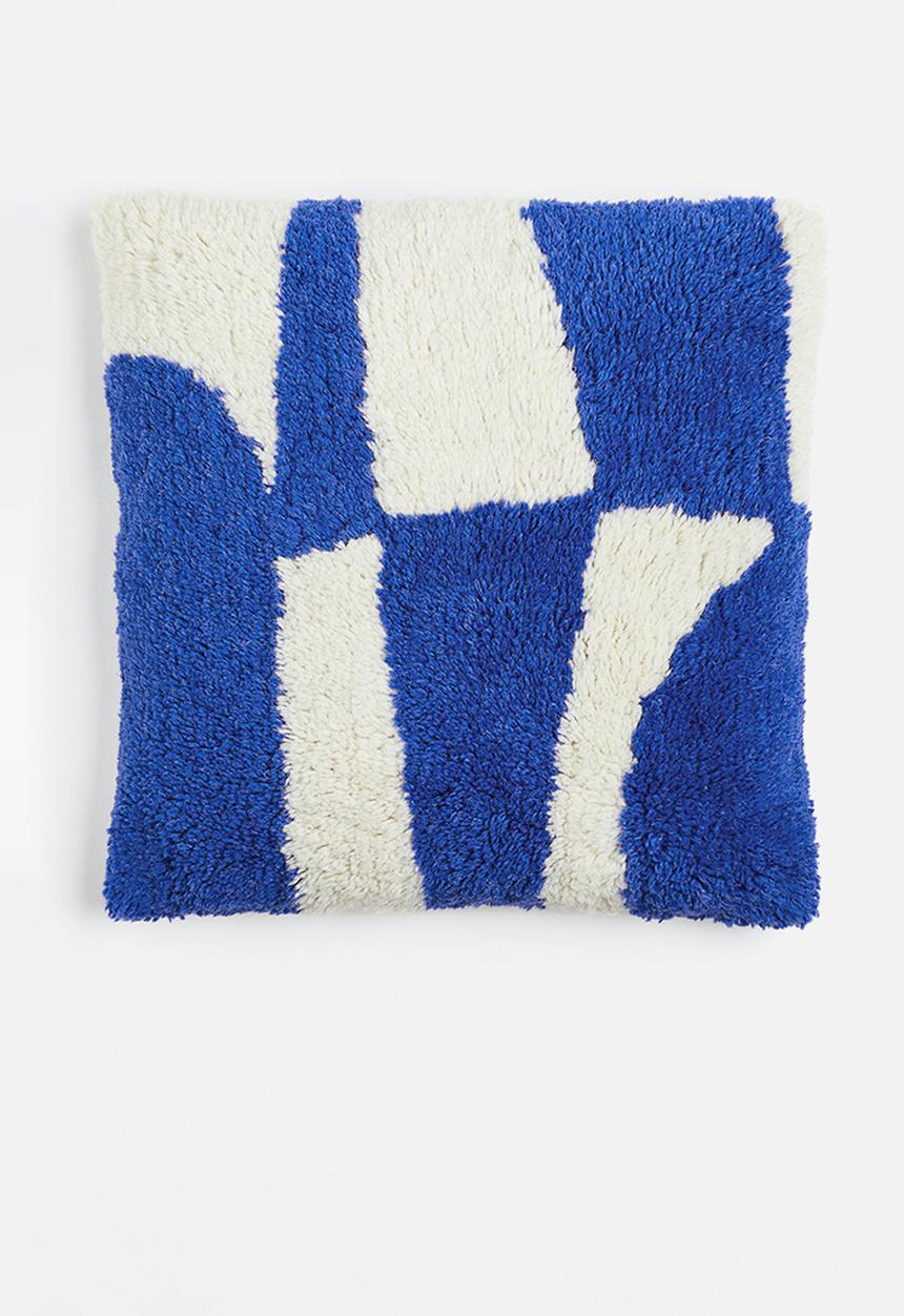 H&M - Tufted wool cushion cover - bright blue & white