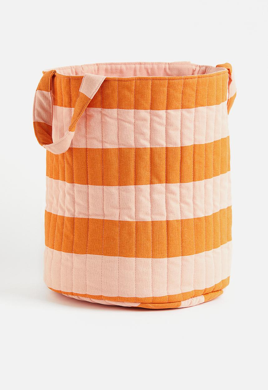 H&M - Quilted cotton storage basket - powder pink & orange 