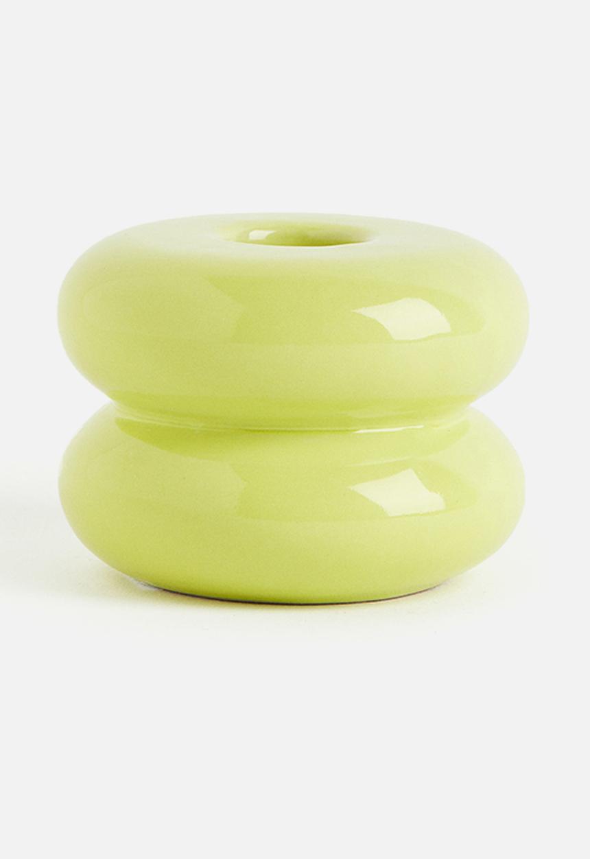 H&M - Stoneware candlestick - lime green