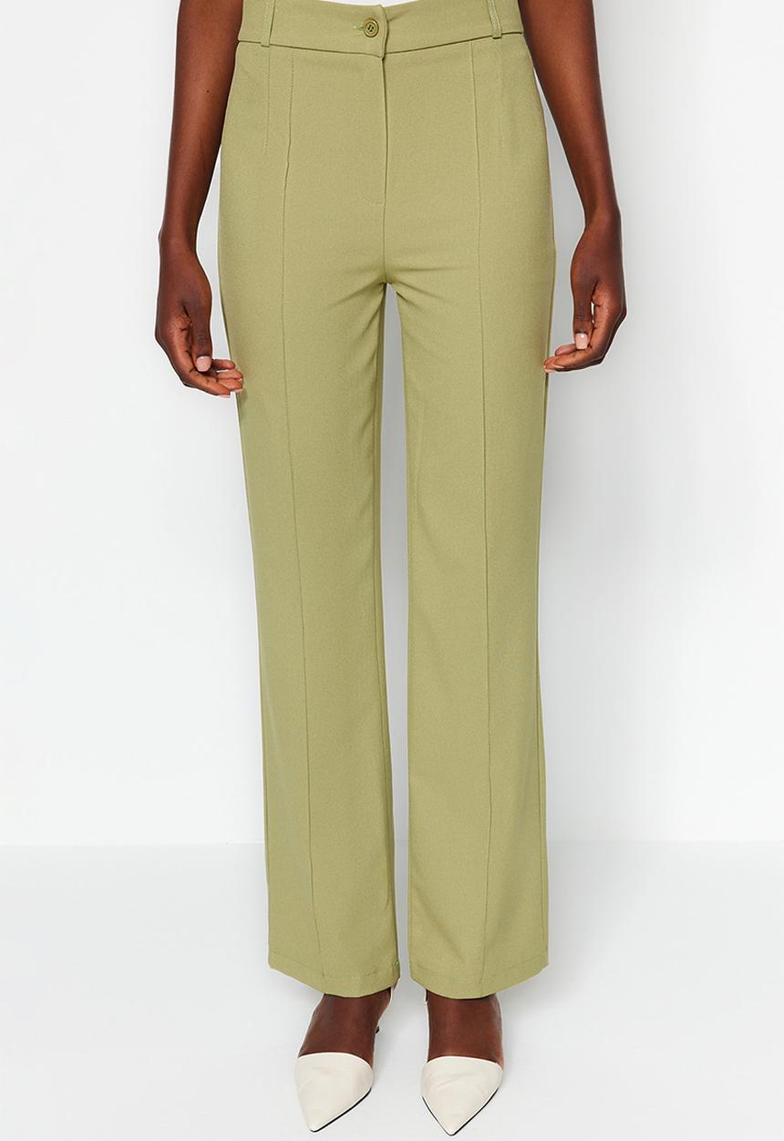 Trendyol - High rise straight leg trousers - green