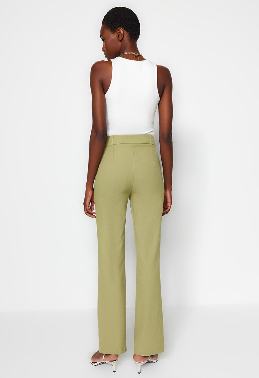 Trendyol - High rise straight leg trousers - green