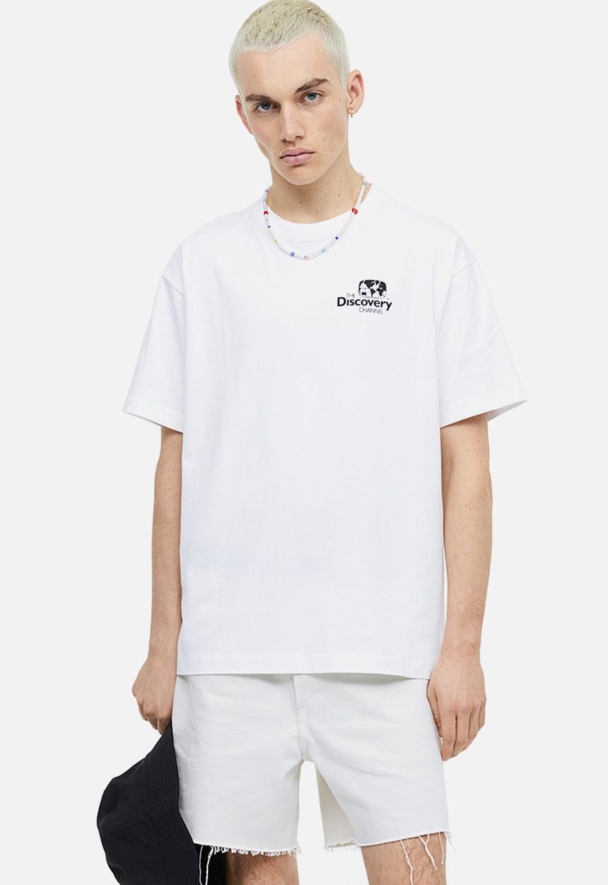 H&M - Relaxed fit T-shirt - white the discovery channel