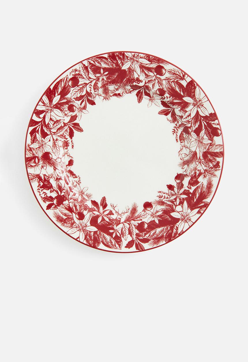 H&M - Porcelain plate - red & floral 