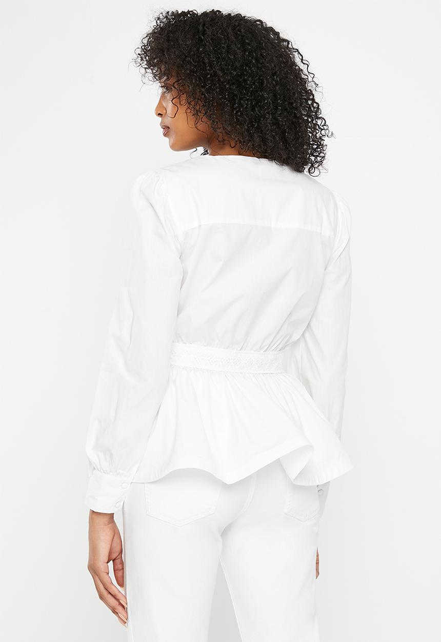 Pringle of Scotland - Pringle ronel peplum shirt - white 