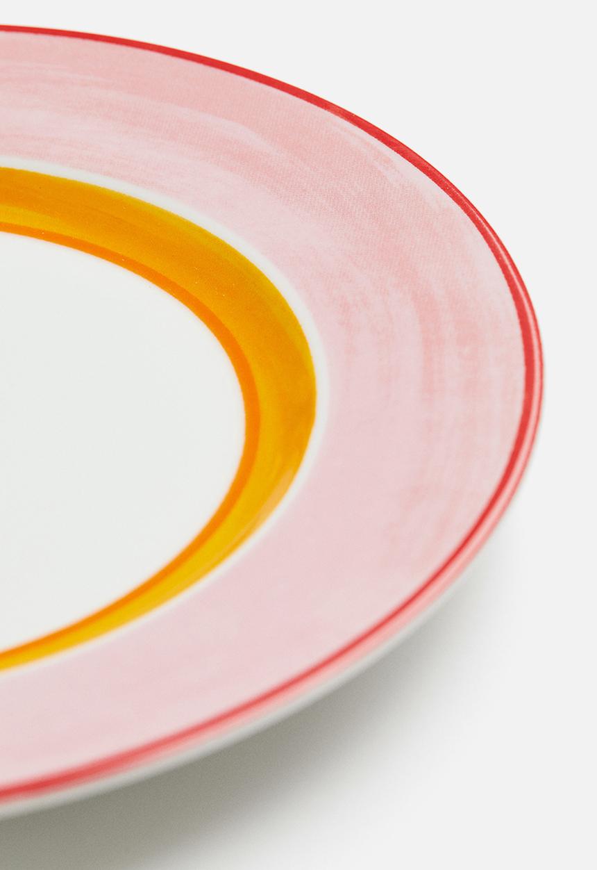 H&M - Porcelain plate - light pink & orange 