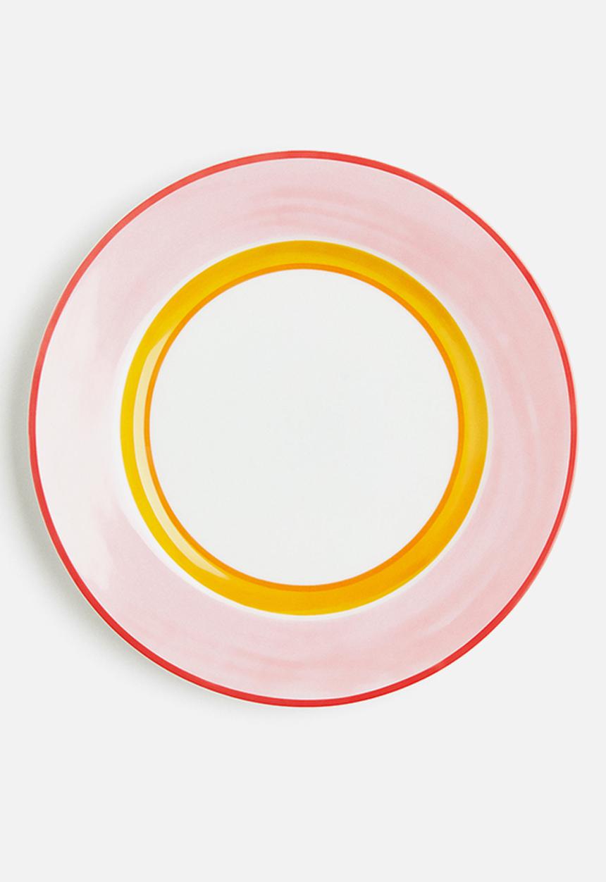 H&M - Porcelain plate - light pink & orange 