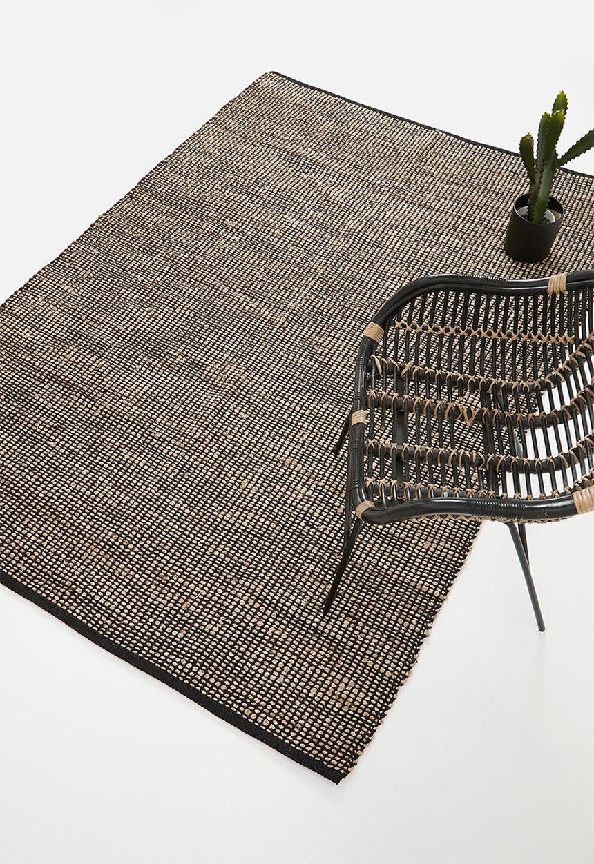 Sixth Floor - Cotton & jute rug - black & natural